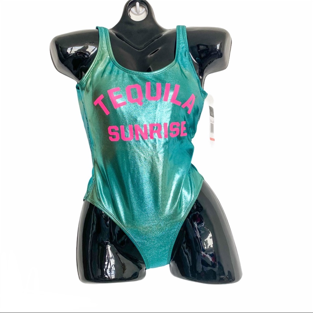 WOMEN ONE PIECE SWIMSUIT METALLIC GREEN XS